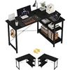 Image 1 : 144 cm Black Computer Desk L Shaped **Stock Photo May Vary From Product In Box**