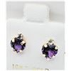 Image 1 : 10KT Yellow Gold Natural Amethyst (1.15ct) with Natural Blue Topaz (0.10ct) Heart Shape Earring, W/A