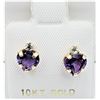Image 3 : 10KT Yellow Gold Natural Amethyst (1.15ct) with Natural Blue Topaz (0.10ct) Heart Shape Earring, W/A