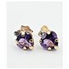 Image 4 : 10KT Yellow Gold Natural Amethyst (1.15ct) with Natural Blue Topaz (0.10ct) Heart Shape Earring, W/A