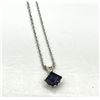 Image 1 : 14KT White Gold Natural Iolite Pendant with Sterling Silver Chain, Retail $350.00.