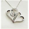 Image 1 : Sterling Silver Natural Diamond (0.50ct) Double Heart Shape Pendant with Sterling Silver Chain, W/A 
