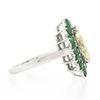 Image 5 : Platinum 2.30 ctw Marquise Light Yellow Diamond w/ Vivid Round Emerald Halo Ring