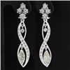 Image 4 : Vintage 14k White Gold 4 ctw Marquise Diamond Long Infinity Drop Dangle Earrings