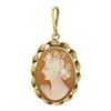 Image 4 : Vintage 14k Gold Bezel Carved Shell Oval Cameo Twisted Wire Frame Charm Pendant