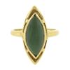 Image 4 : 14K Yellow Gold Bezel Marquise Cabochon Jade Open Frame Simple Solitaire Ring