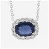 Image 2 : NEW 18k Gold 1.88 ctw GIA Cushion Blue Sapphire Diamond Halo Pendant Necklace