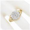 Image 3 : Men's Vintage 14K Two Tone Gold 0.80 ctw Round Diamond Brushed Finish Cluster Ri