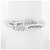 Image 1 : 14k White Gold 0.28 ctw Baguette & Round Brilliant Diamond Wavy Stack Band Ring