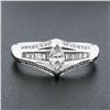 Image 2 : 14k White Gold 1.37 ctw Marquise Solitaire Baguette Round Diamond Engagement Rin