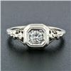 Image 3 : Antique Art Deco 18k White Gold European Diamond Floral Filigree Engagement Ring