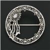 Image 1 : Antique Art Deco 14k White Gold Filigree Circle Wreath Floral Ribbon Brooch Pin