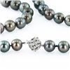 Image 2 : 11MM to 14MM Tahitian Cultured Pearl and 0.35 ctw Diamond 14K White Gold Necklac