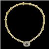 Image 4 : 18K TT Gold 3.30 ctw GIA Bezel Oval Sapphire & Pave Diamond Cable Link Necklace