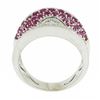 Image 8 : Italian 14k White Gold Pink Sapphire & Diamond Wavy Design Wide Cigar Band Ring
