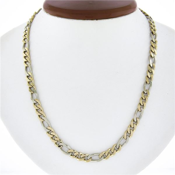 Brev Italian 14K TT Gold 18" Long 6.6mm Polished Figaro Link Chain Necklace