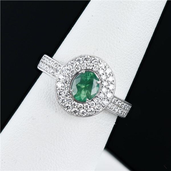 0.80 ctw Alexandrite and 0.55 ctw Diamond Platinum Ring (GIA CERTIFIED)