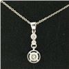 NEW 14k White Gold 16" 0.67 ctw 3 Round Brilliant Diamond Dangle Pendant Necklac