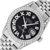 Rolex Mens Stainless Steel Black Roman Diamond Datejust Wristwatch 36MM