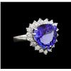 14KT White Gold 6.78 ctw Tanzanite and Diamond Ring