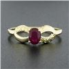 Image 2 : 14k Yellow Gold 0.70 ctw Oval Ruby Solitaire Dual Finish Open Infinity Sides Rin