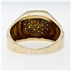 Image 7 : Vintage Men's 14k TT Gold .52 ctw Round Pave Diamond Cluster Ring w/ Ribbed Shan