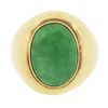 Image 4 : Vintage 14K Yellow Gold Bezel Oval Cabochon Green Jade Polished Wide Band Ring