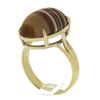 Image 9 : New 14k Yellow Gold 17x13mm Oval Cabochon Brown Banded Agate Solitaire Ring