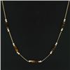 Image 5 : Vintage 10k Gold 14.8mm Bar Tigers Eye W/ Pearl & Gold Bead Ball Chain Necklace