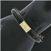 Image 7 : Vintage 14K Gold Black Onyx Hand Engraved Floral Work Hinged Bangle Bracelet
