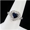 Image 3 : 1.85 ctw Heart Shaped Blue Sapphire and 0.67 ctw Diamond Platinum Ring (GIA CERT