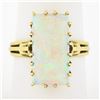 Vintage Handmade 18k Gold Rectangular Cabochon Cut Opal Solitaire Cocktail Ring