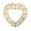Vintage 14K Yellow Gold Round Cabochon Opal Framed Open Heart Brooch Pin Pendant