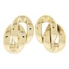 Image 1 : Estate Solid 18K Yellow Gold Polished Interlocking Curb Stud Post Omega Earrings