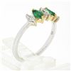Image 9 : NEW 18K TT Gold 0.66 ctw Marquise Prong Diamond & Emerald Five 5 Stone Band Ring