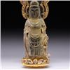 Image 3 : Large 18K Yellow Gold & Diamond Pendant with Carved Citrine Guanyin by Carlo Ric