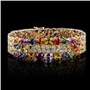 Image 3 : 31.68 ctw Multi-Color Sapphire and 13.37 ctw Diamond 14K Yellow Gold Bracelet