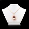 Image 3 : 59.80 ctw Morganite and 1.72 ctw Diamond 14K Rose and White Gold Pendant