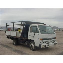 ISUZU NPR C/O S/A FLATBED UTILITY TRUCK, s/n JALB4B1H0L7003410: