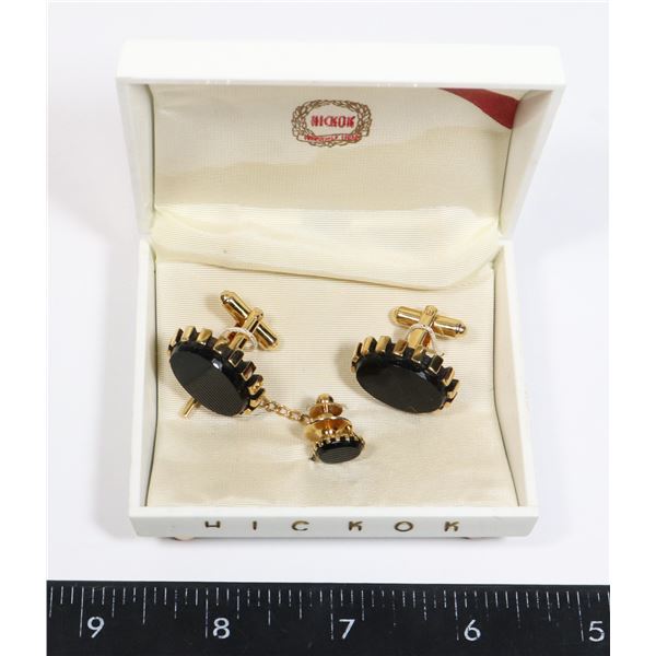 VINTAGE HICKOK CUFF LINKS AN TIE CLASP IN