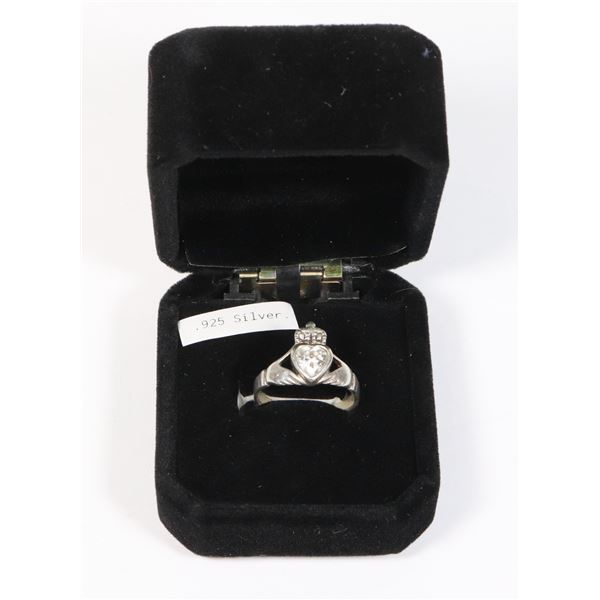 STAMPED 925 SILVER SIZE 7 CLADDAGH RING