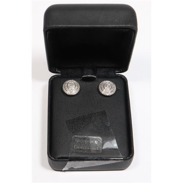 STAMPED 925 GENUINE DIAMOND STUD EARRINGS