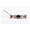 Image 3 : STAMPED 925 JC MARCASITE AND ONYX BROOCH