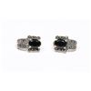 Image 2 : STAMPED 925 JC MARCASITE AND ONYX STUD EARRINGS