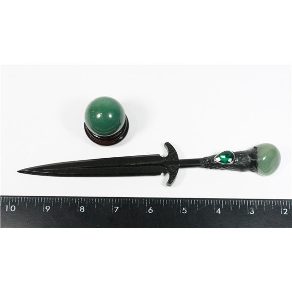 8" DAGGER SOLD WITH MINI ORB BALL ON PEDESTAL
