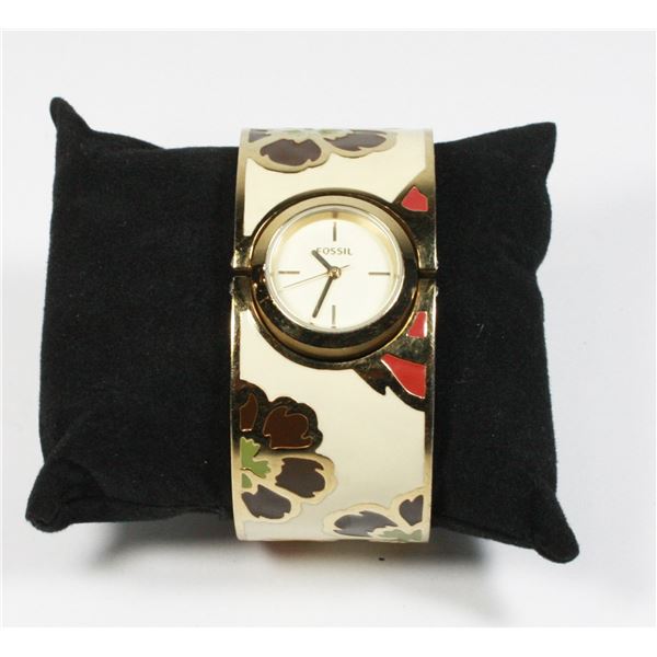 FOSSIL FLORAL DESIGN BRACELET WATCH