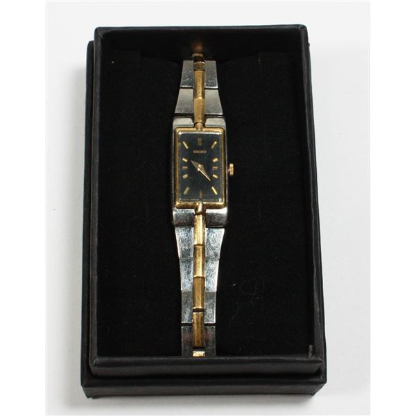 SEIKO QUARTZ DAINTY 2 TONE BRACELET WATCH.