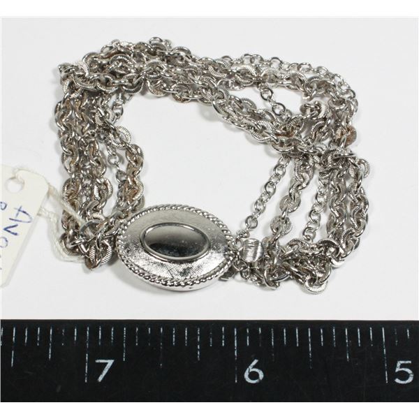 VINTAGE AVON SILVER TONE MULTI STRAND FANCY CLASP