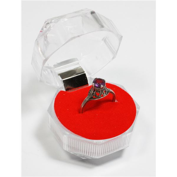 STAMPED 10K PURPLE STONE RING SIZE 5