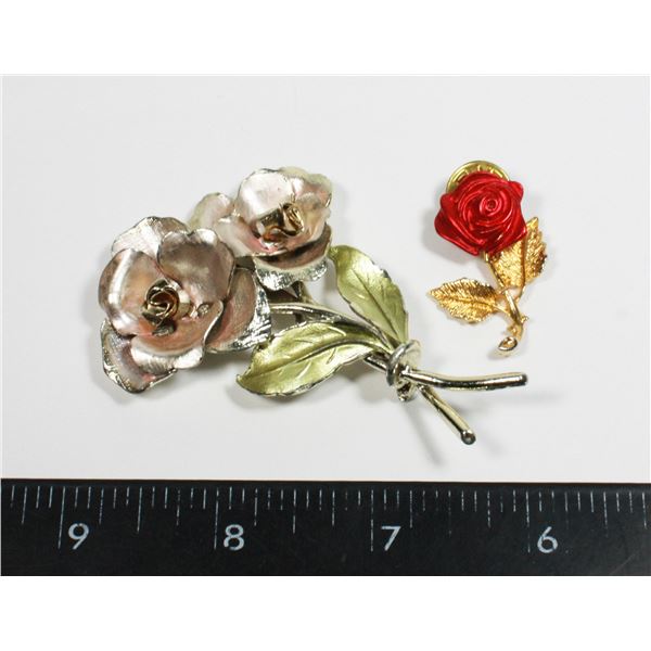 VINTAGE FLORAL BROOCH SOLD WITH VINTAGE ROSE LAPEL